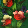 Поднос с росписью "Тюльпаны на зеленом фоне" 26*22 см, арт. А-6.51